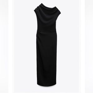 ZARA black, draped sheath dress, size M